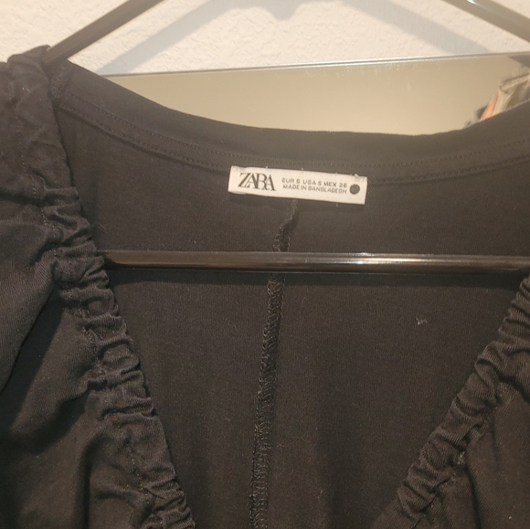 Zara Women's Black Ruched Gather Front Dress Small - Picture 4 of 6
